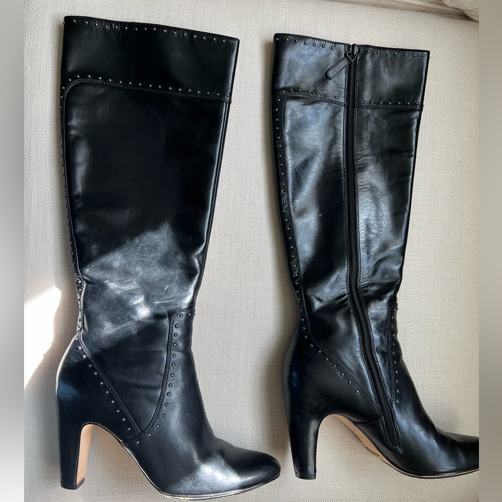 COLE HAAN Leather Studded Tall Boots 8M